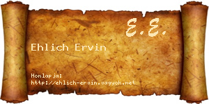 Ehlich Ervin névjegykártya
